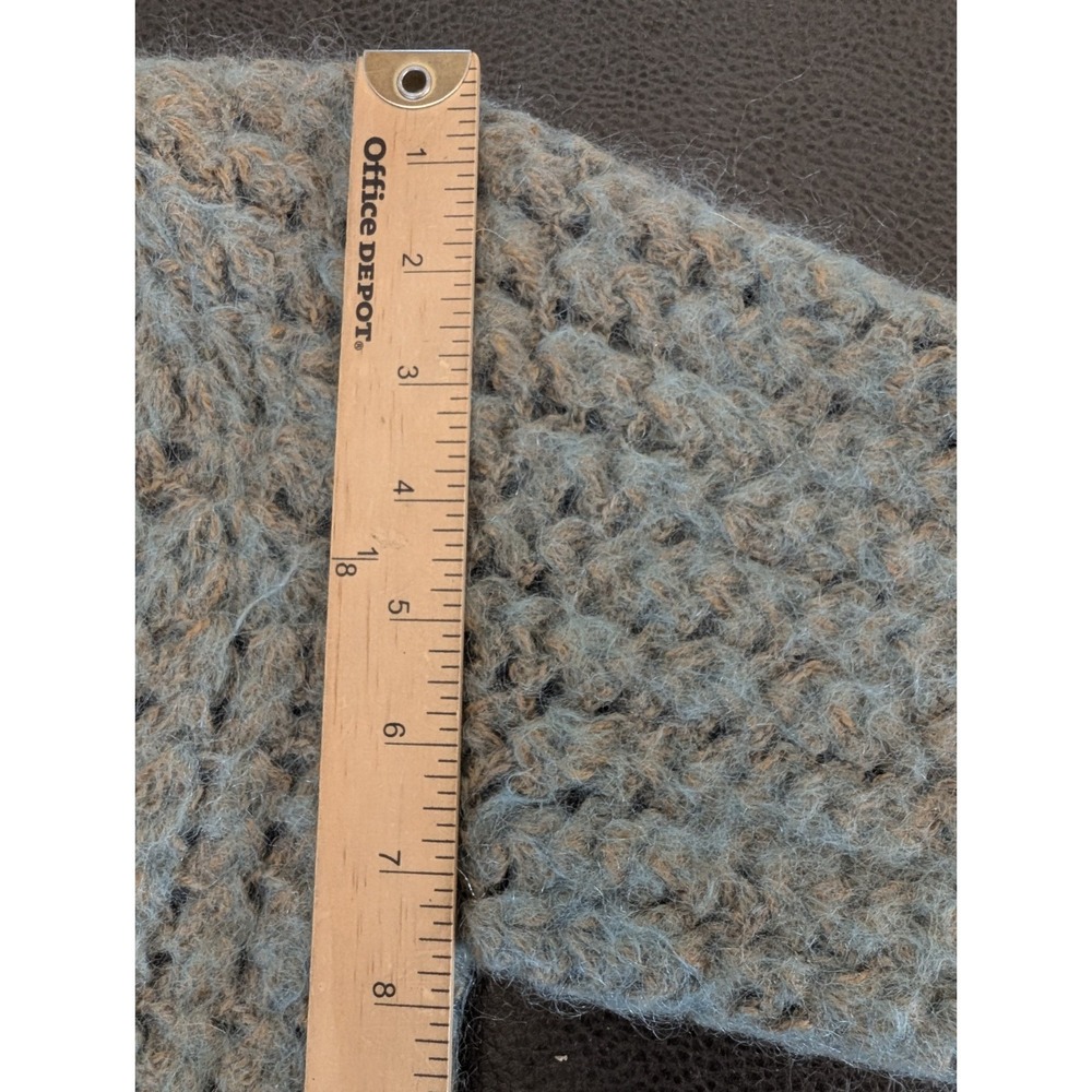 Handmade Blue Chunky Knit Crochet Wool Cardigan Sweater Open Front Girls 10 12 - Picture 7 of 12